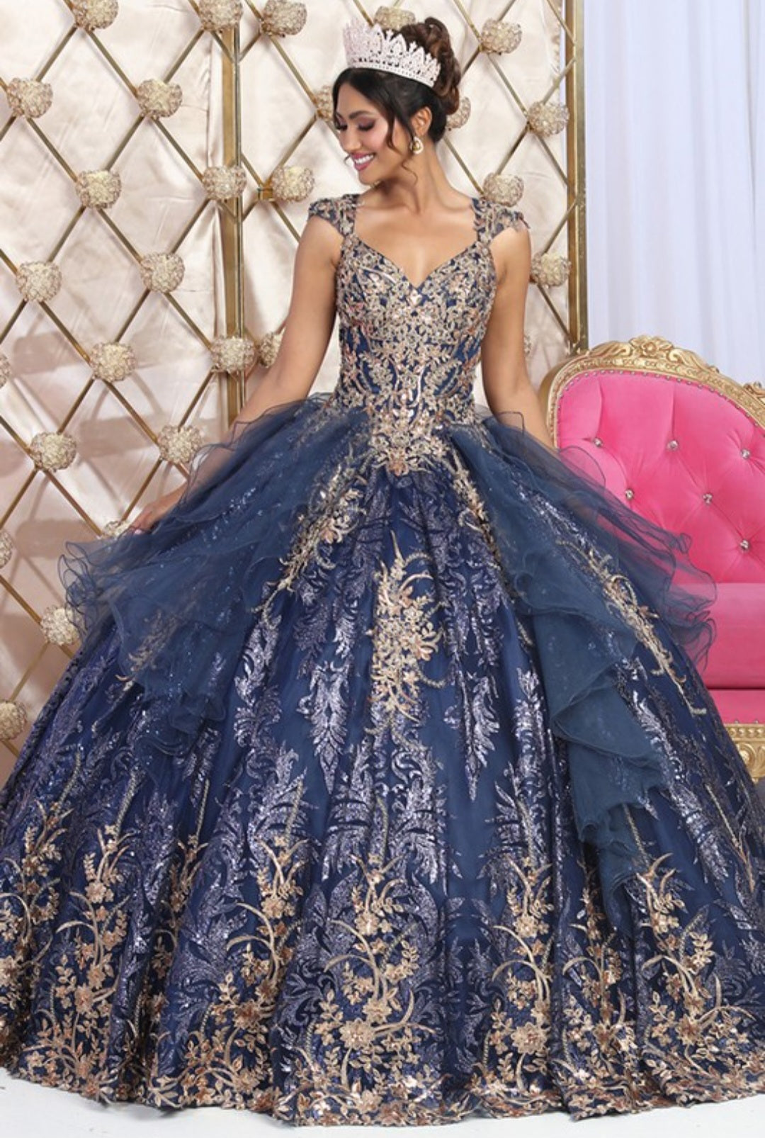 Navy royal vestido de quinceañera