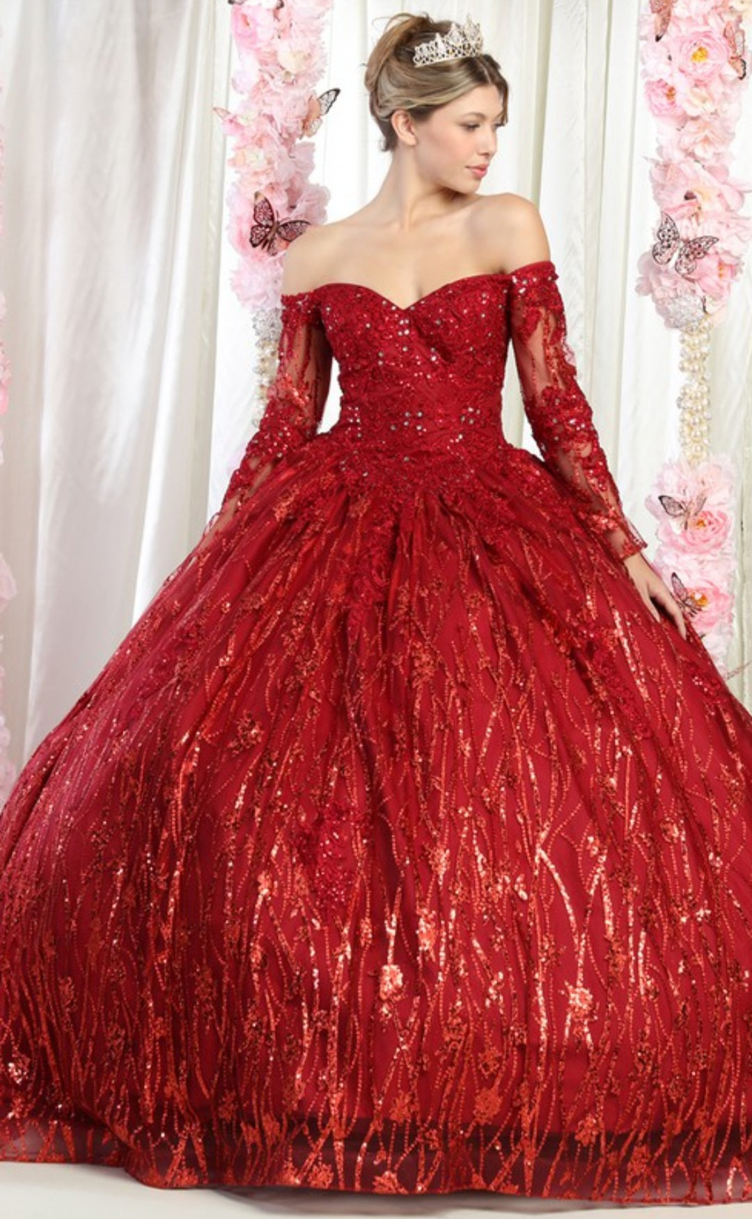 burgundy quinceanera dress