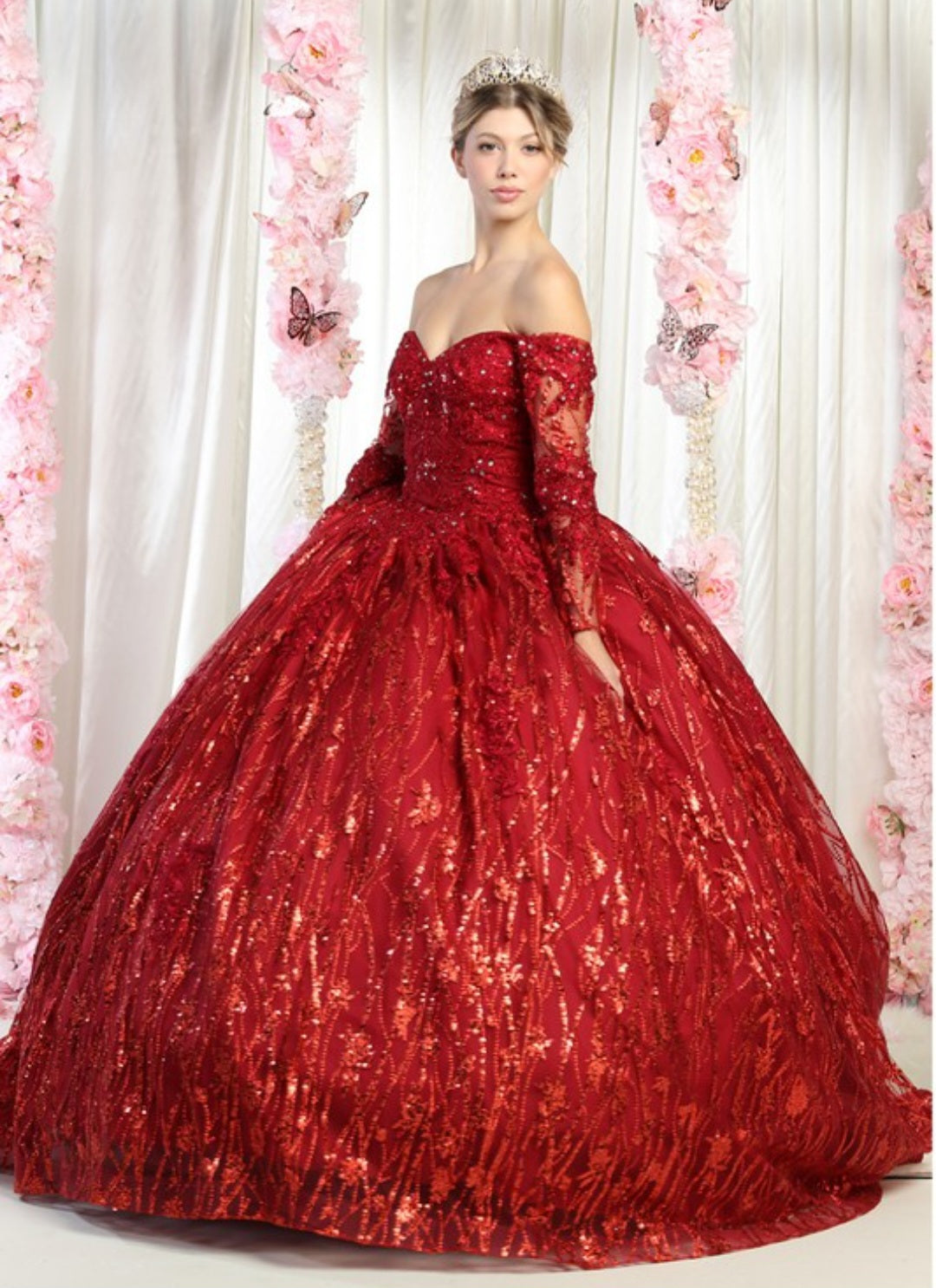 burgundy quinceanera dress
