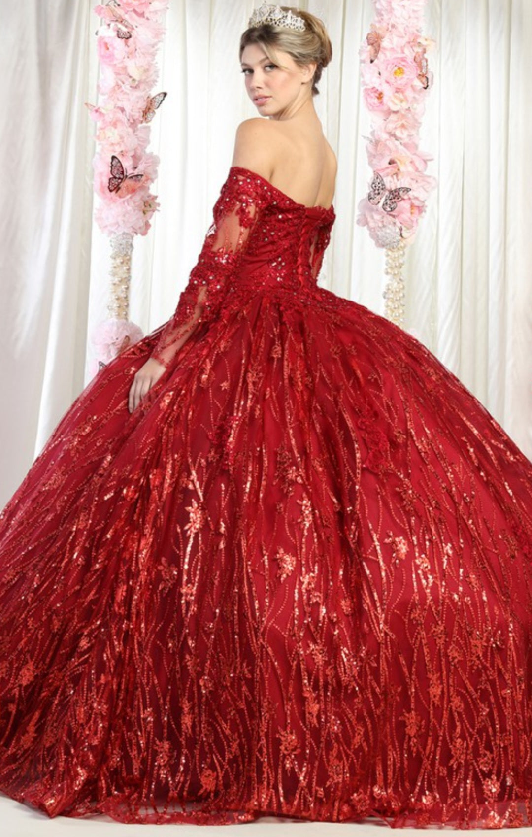 burgundy quinceanera dress